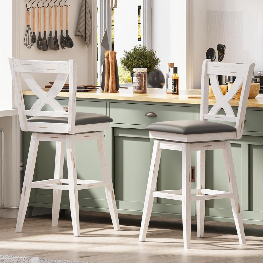 Commercial Kitchen Island - مجموعة من كرسيين دوارين للبار، ارتفاع